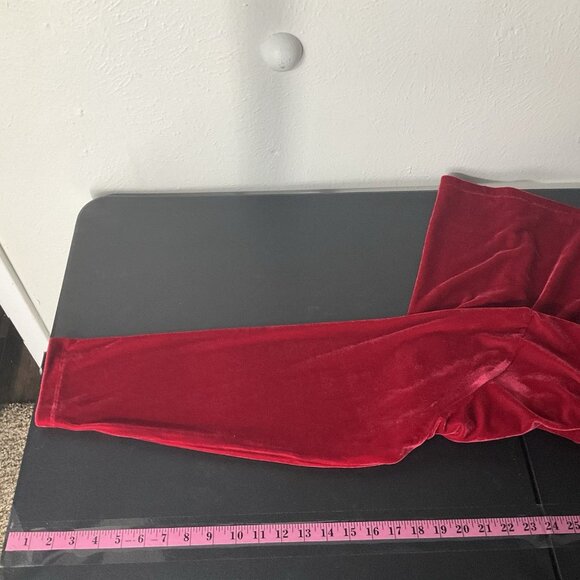 Susan Graver Velvet Tunic Size XL Red Pleated Button Up Blouse Holiday Luxurious - Picture 10 of 12